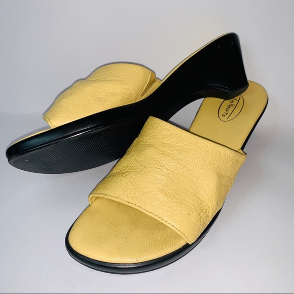 yellow leather mules